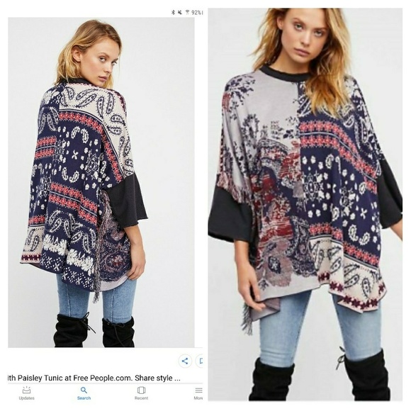 Free People Pieced with Paisley Tunic/Sweater - Picture 2 of 6
